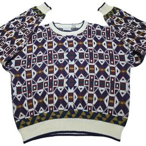 Vintage The Sears Store Men's Knit Pattern Geometric Sweater Size XL 90’s